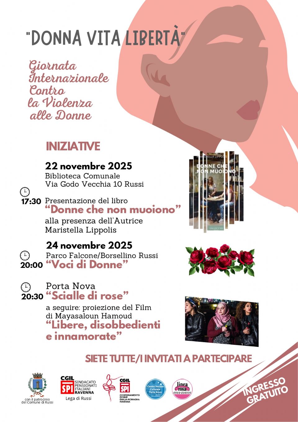 CONTRO LA VIOLENZA SULLE DONNE 2025 INIZIATIVE DI SPI CGIL, LINEA ROSA  E PORTA NOVA