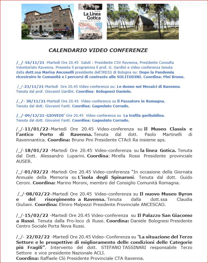 Programma delle Videoconferenze Online