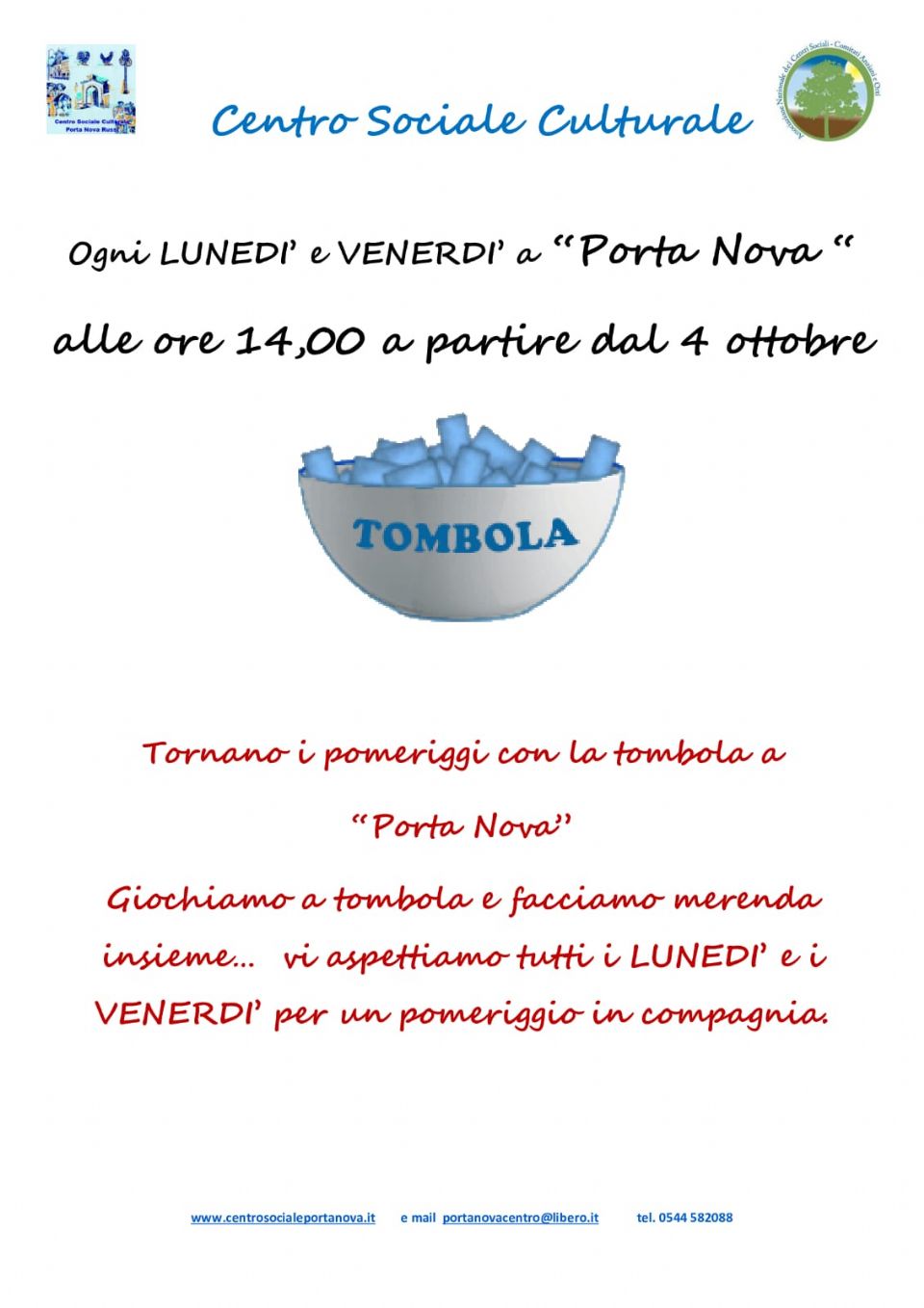NEI POMERIGGI DEI NONNI SI RIPARTE CON LA TOMBOLA