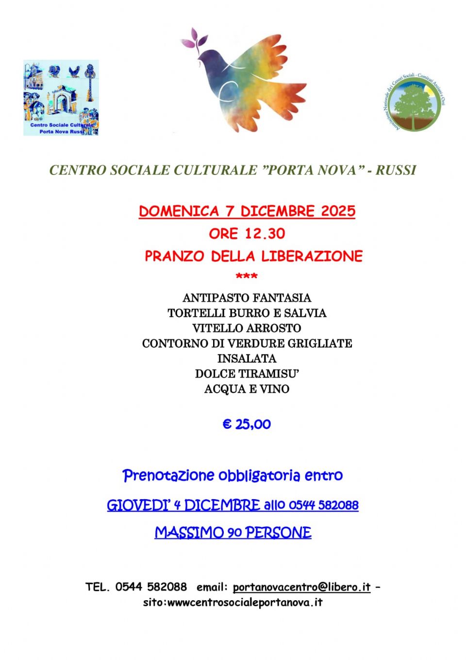TORNA IL 7 DICEMBRE IL CONSUETO PRANZO PER CELEBRARE E RICORDARE LA LIBERAZIONE DI RUSSI 