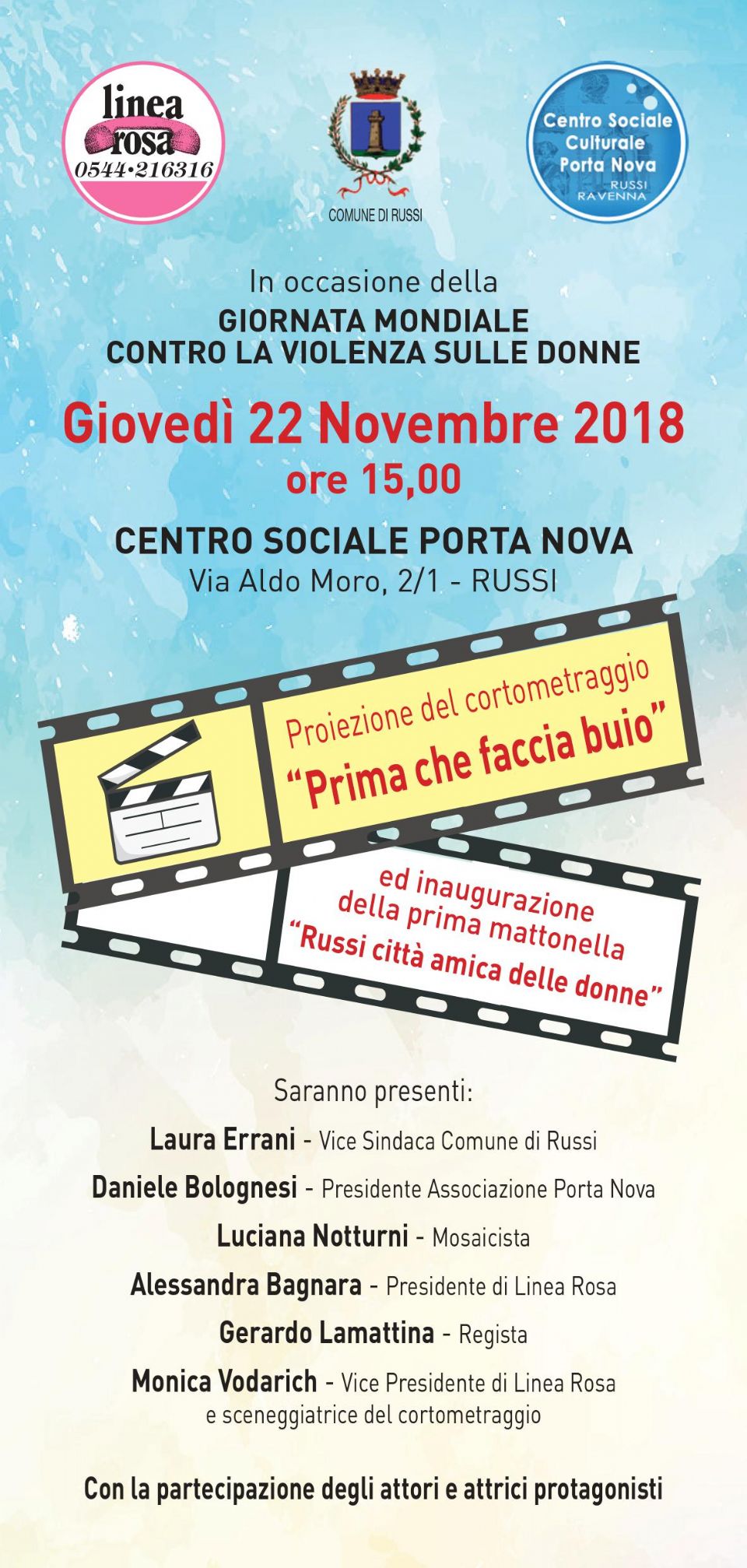 Proezione del Cortometraggio Prima che faccia Buio