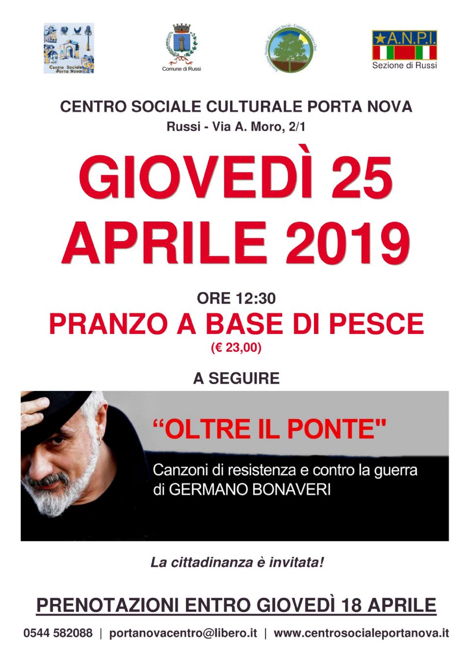 Celebrazioni del 25 Aprile a Porta Nova con la collaborazione di ANPI e Comune di Russi - Comitato Antifascista
